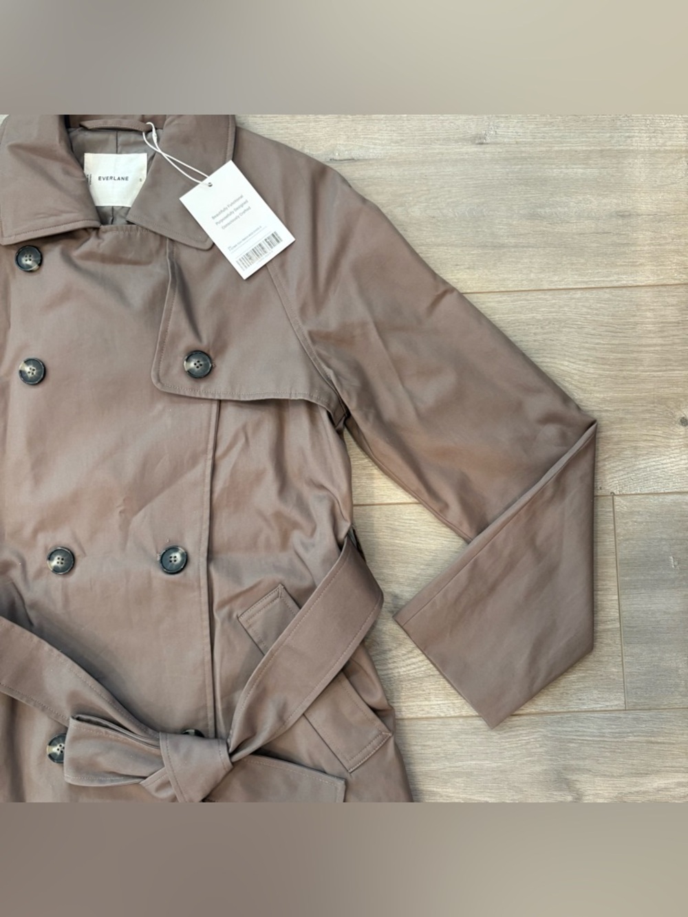 New Everlane The Modern Trench Coat Chocolate Brown Size S Belted $288 Retail - Picture 5 of 11
